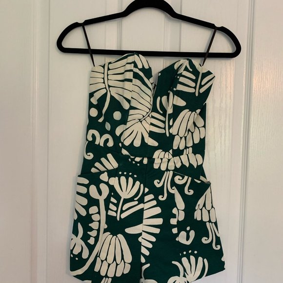 H&M Green + White Floral Romper Size US 2 - Picture 1 of 3